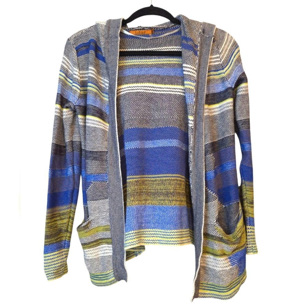 Belldini Striped Multicolor Hooded Cardigan Cotton Blend with Hoodie Size M